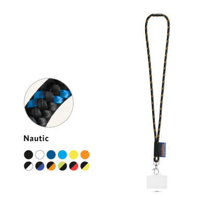 BRIDPORT. SET Lanyard NAUTIC Long (Ø 7 mm) com mosquetão de gatilho 9 mm, Fecho de segurança Ø 7 mm e Porta-crachá / cartões ríg