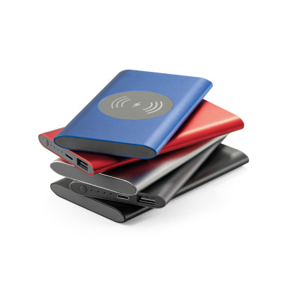 CASSINI. Power bank 4.000 mAh with 5W wireless charger in recycled aluminium (100 rAL)