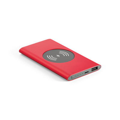 CASSINI. Power bank 4.000 mAh with 5W wireless charger in recycled aluminium (100 rAL)