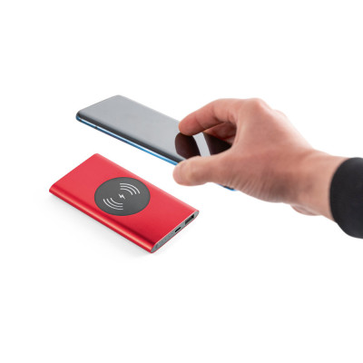 CASSINI. Power bank 4.000 mAh with 5W wireless charger in recycled aluminium (100 rAL)