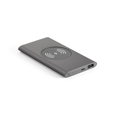 CASSINI. Power bank 4.000 mAh with 5W wireless charger in recycled aluminium (100 rAL)