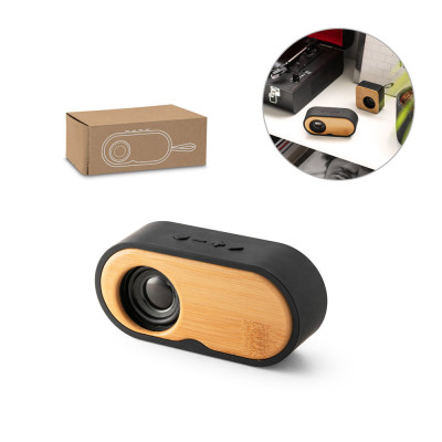 TILLY. Coluna de som portátil de 3W com 5h de autonomia em bambu e ABS reciclado (100 rABS)