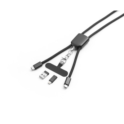 ZEWAIL. Lanyard with included smartphone holder, USB-C cable and various adapters in recycled ABS and recycled TPE