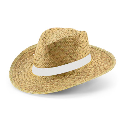JEAN RIB. Chapéu de palha natural com fita elástica sublimada